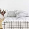 Grid Black Flannelette Fitted Sheet & Pillowcase Set Single