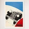 Galrie Stunning Vintage French Automobile Racing Poster with Classic Tricolour Design, White Frame, A2 42 x 60cm (16 x 24inch)