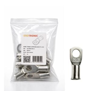 10 Pack of Exotronic 50mm² Copper Lug M12 | Bellmouth