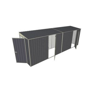 Build-A-Shed 1.2 x 6.0 x 2.0m Tunnel Shed Tunnel Hinged Door with 2 Hinged Side Doors - Grey