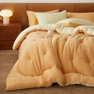 CottonMore Thick Warm Bear Shape Winter Reversible Blanket Quilt Comforter 200x230cm Caramel Beige