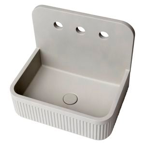 New Form Concreting Horizon High Back Concrete Basin in Light Grey in Fluted Texture