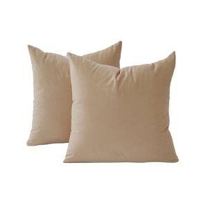 Gioia Casa Twin-pack Velvet European Pillowcases – Soft Microfibre Pillowcases With Hidden Zipper (beige, 65cm*65cm)
