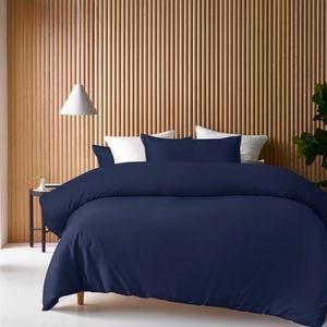 Accesorize Bamboo Cotton Double Stitch Quilt Cover Set Navy - Single Bed