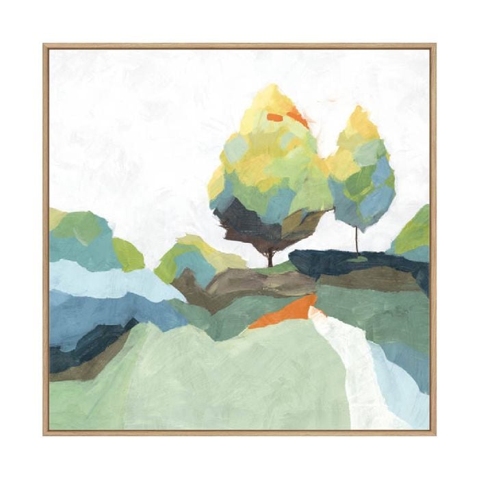 Artey | Blocked I - Framed Canvas - Natural Frame - 84 x 84cm