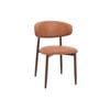 Logan Dining Chair in Tan PU Leather and Metal Legs with Timber Transfer in Walnut Color