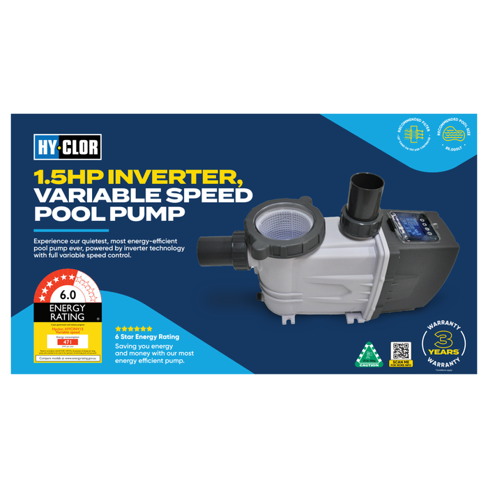 Hy-Clor 1.5HP Inverter Variable Speed Pool Pump