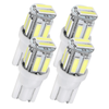 4x Cool White T10 LED Wedge Bulbs - 7020 10-SMD Interior Car Lights for Map, Dome, License Plates