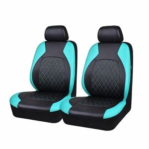 Catzon 4Pcs Car Seat Cover PU Leather Universal Front Seat Protector-BlueGreen