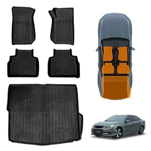 3d Floor Mats Boot Liner Set For Holden Commodore Vf Series Sedan 2013-2017 All Weather Heavy Duty Cargo Trunk Luggage Tray