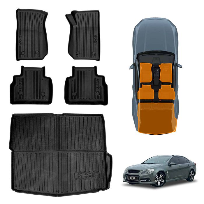 3d Floor Mats Boot Liner Set For Holden Commodore Vf Series Sedan 2013-2017 All Weather Heavy Duty Cargo Trunk Luggage Tray