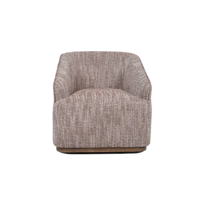 Raimon Furniture Leode Textured Fabric Swivel Lounge Occasional Relaxing Accent Chair Bronze Base Chestnut