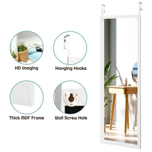 Costway Wall Mounted Mirror Full Length 120x37cm, White - Bunnings ...