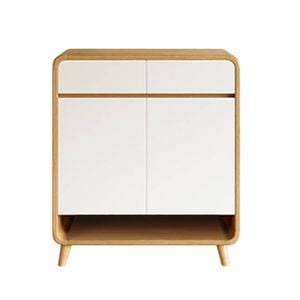 Foret Shoe Cabinet Shelf Modern Large Storage Cupboard 2 Drawers 80cm White