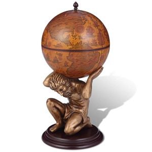 vidaXL Globe Bar Wine Stand Atlas Design Liquor Cabinet Wine Bottle Storage