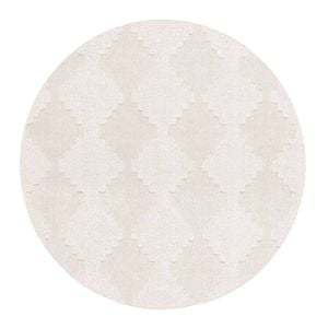 Loopsie-240cm X 240cm-ilora Ivory Checkered Round Rug