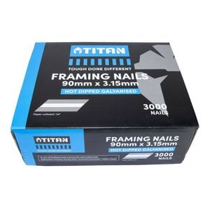 Titan 90 x 3.15mm Hot Dipped Galvanised Collated Framing Nails - 3000 Pack