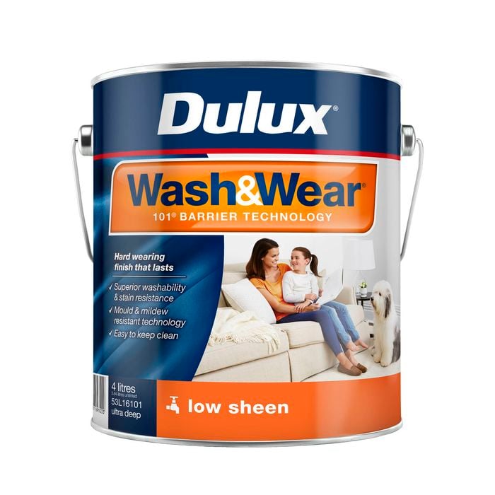 Dulux Interior Paint Wash&Wear Low Sheen Ultra Deep - 4L