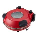Healthy Choice 12-inch Pizza Oven with Thermal Control, Timer, Viewing Window, and Removable Stone - Red