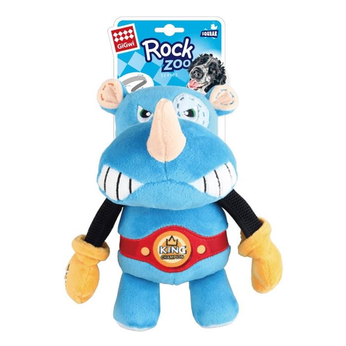 Gigwi Squeak Rock Zoo Toy For Dogs - Boxer Rhino 1 Pack