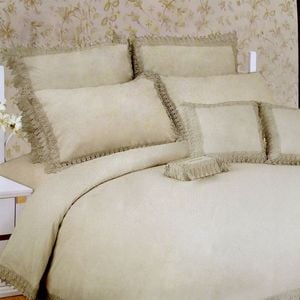 Easy Care Embroidered Polyester Cotton Quilt Cover Set Latte Queen