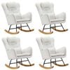 Oikiture 4x Rocking Chair Nursing Armchair Sherpa With 2 Pillow White