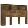 vidaXL Headboard Cabinet Home Organiser Wall Bookcase Shelf Smoked Oak 160 cm