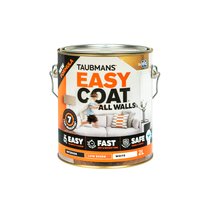 Taubmans 2L White Low Sheen Easycoat All Walls Paint