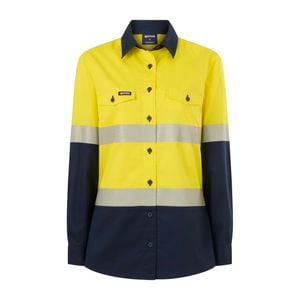 Citeco Size 10 Yellow/Navy Womens Long Sleeve Shirt Taped Hi Vis