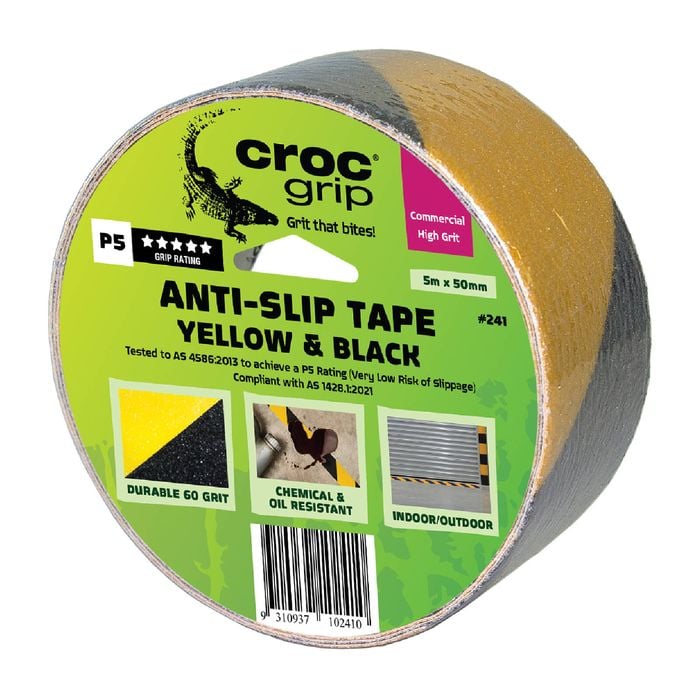 Croc Grip 5m x 50mm Yellow & Black Anti-Slip Tape