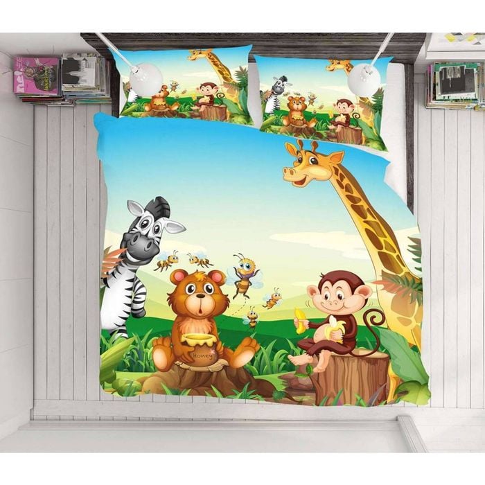 3D Cute Animal Giraffe 003 Bed Pillowcases Quilt King Size