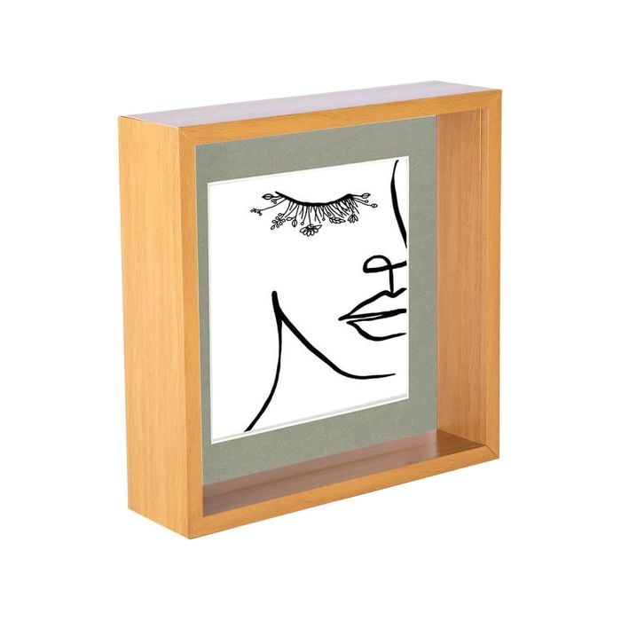 Nicola Spring 3D Deep Box Photo Frame - 8 x 8" with 6 x 6" Mount - Light Wood