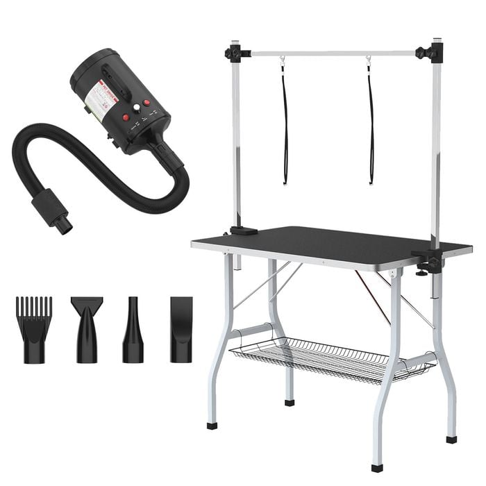 Advwin Pet Grooming Table Dog Cat Salon Table + Pet Hair Dryer