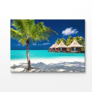 Tropical Island & Palm Trees Print 100% Australian Made 90x60cm (Stretched Canvas)