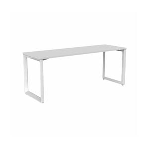 Olg Anvil Single White Frame White Top Scallop Office Desk L1800mm X W750mm