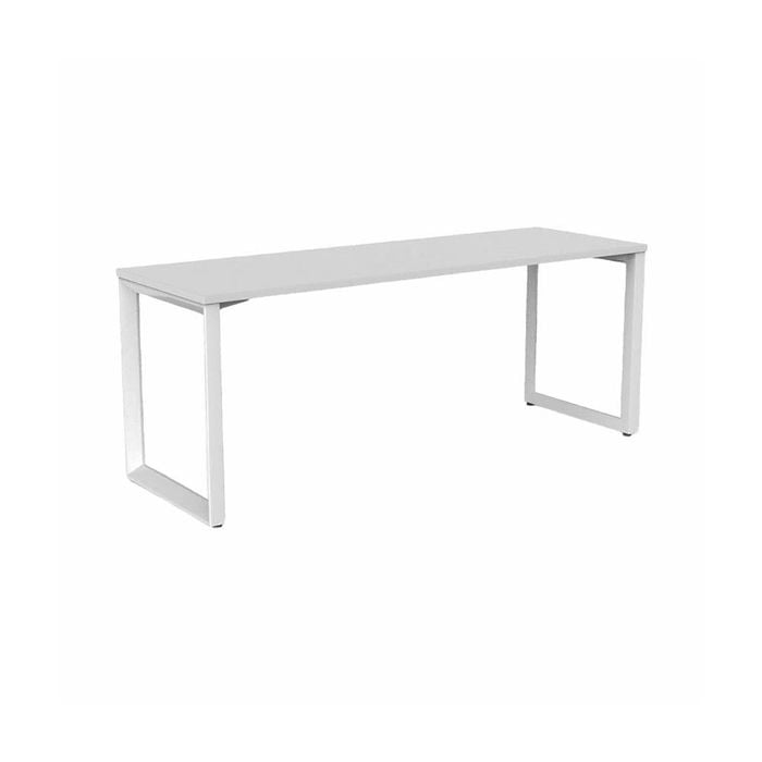 Olg Anvil Single White Frame White Top Scallop Office Desk L1800mm X W750mm