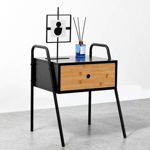 Sherwood Oliver Wooden Bed Side Table Bamboo Natural 43x40x52cm
