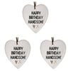 3x Ceramic Hanging 8x9cm Heart Handsome w/Hanger Ornament Home/Office Room Decor