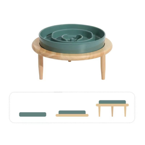 Ceramic Slow Feeder Pet Bowl With Stand for Dogs/Dark Green/L 210*210*135mm (L*W*H)