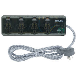 Arlec Clear Grey 4 Outlet Surge Protected Powerboard