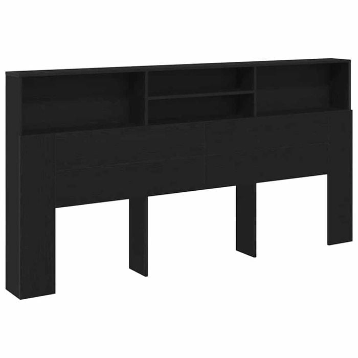 vidaXL Headboard Cabinet Black 200 x 19 x 103.5 cm