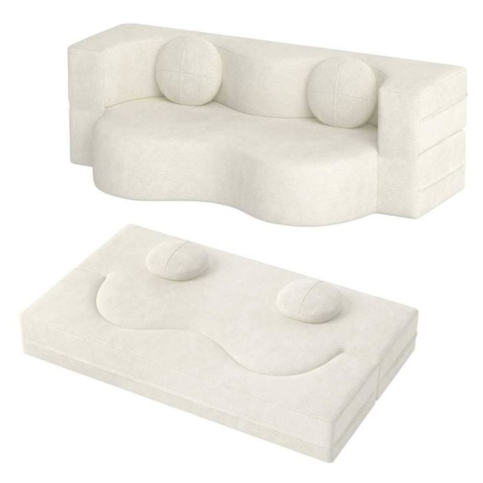 Familand 200cm Convertible Memory Foam Sofa Bed In Cream
