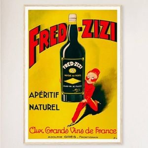 Galrie Fred Zizi Vintage Art Deco Apertif Poster (1932) Timeless Elegance Home Décor, Wood Frame, A3 30 x 42cm (12 x 16inch)