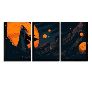3pcs Woman Walking Over A Jagged Terrain Print 100% Australian Made 3 x 40x60cm  (Stretched)