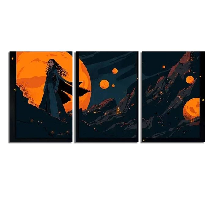 3pcs Woman Walking Over A Jagged Terrain Print 100% Australian Made 3 x 40x60cm  (Stretched)