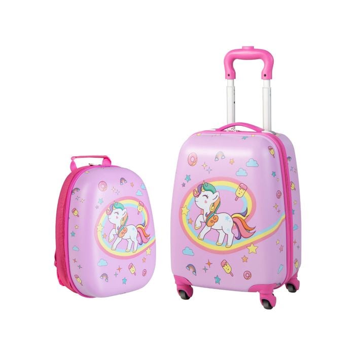 Costway 2PC Kids Luggage Set 16'' & 13'' Backpack Travel Suitcase