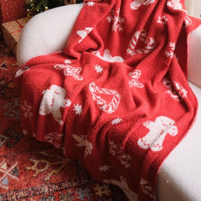 CottonMore Christmas Gingerbread Soft half-velvet Plush Knitted Throw Blanket 130x160cm
