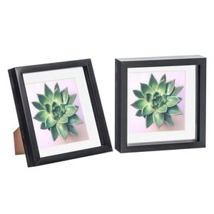 Nicola Spring 2 Piece 8 X 8 3d Shadow Box Photo Frame Set - Craft Display Picture Frame With 6 X 6 Mount - Black