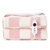 Dreamaker Checkered Plush Reversible Sherpa Washable Electric Heated Throw Blanket Pink & Cream - 180 X 200cm | 9 Heat Settings