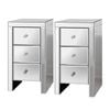 ALFORDSON 2x Mirrored Bedside Table Silver